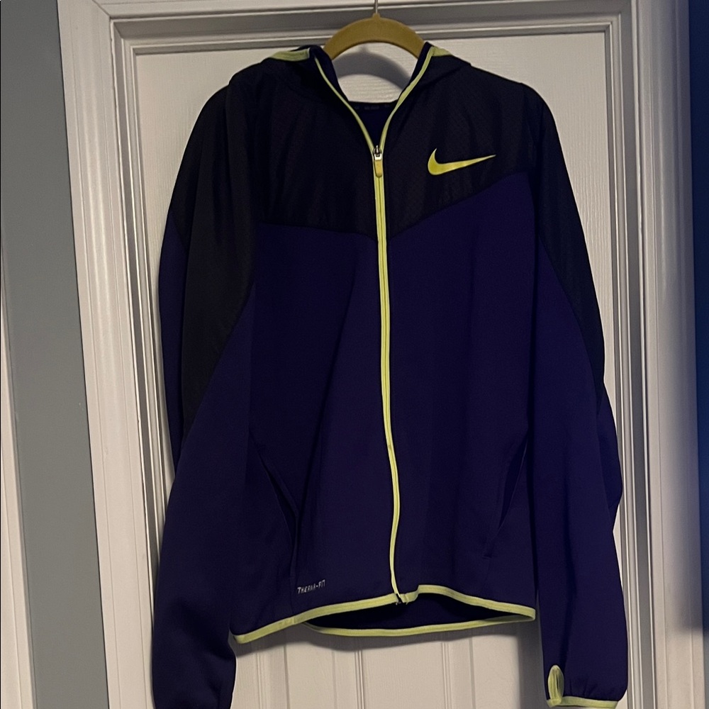 Nike Purple and Black Jacket with Yellow Accents